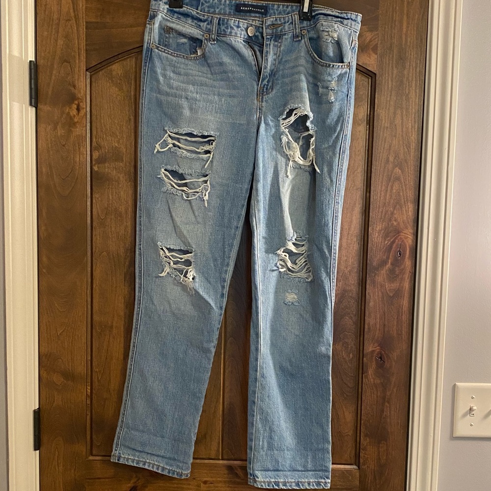 Light Wash Ripped Boyfriend Jeans